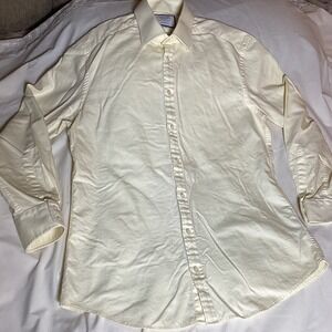 Charles Tyrwhitt Men's Pale Yellow Dress Shirt 16X33 Extra Slim Fit 100% Cotton